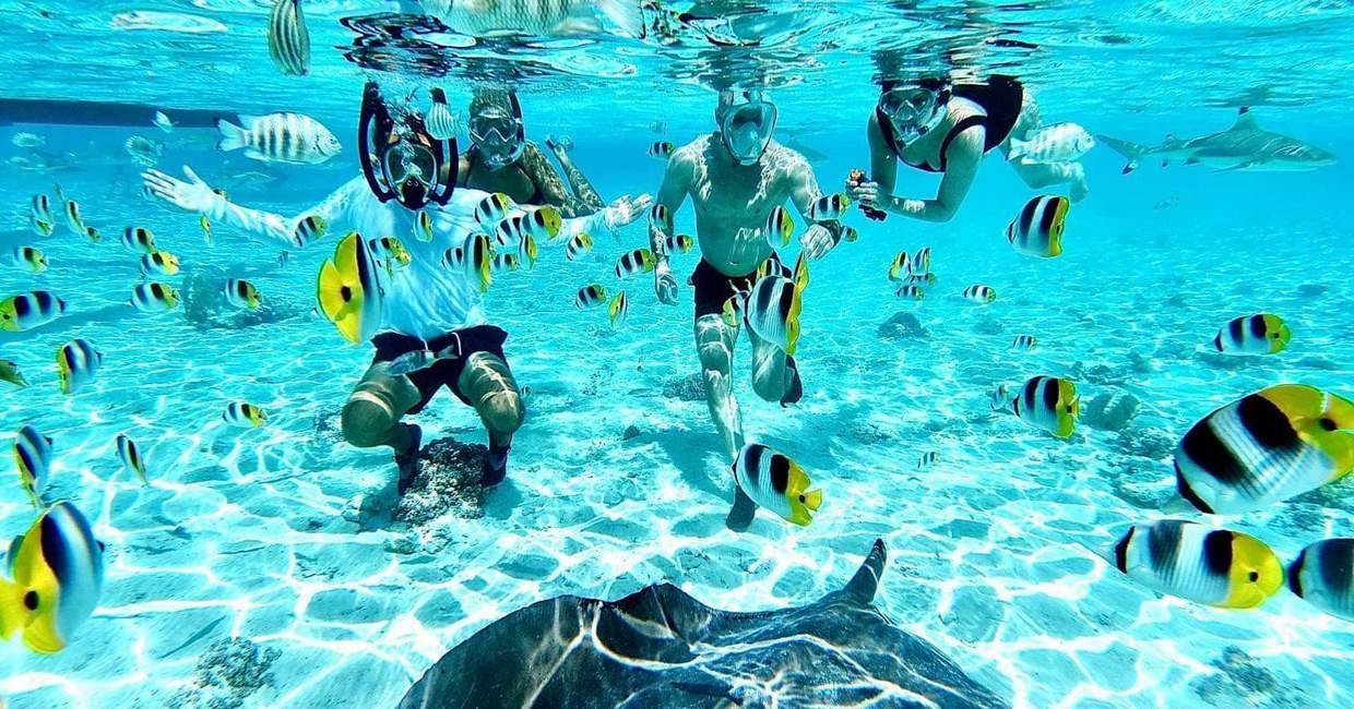 Bora Bora snorkeling family